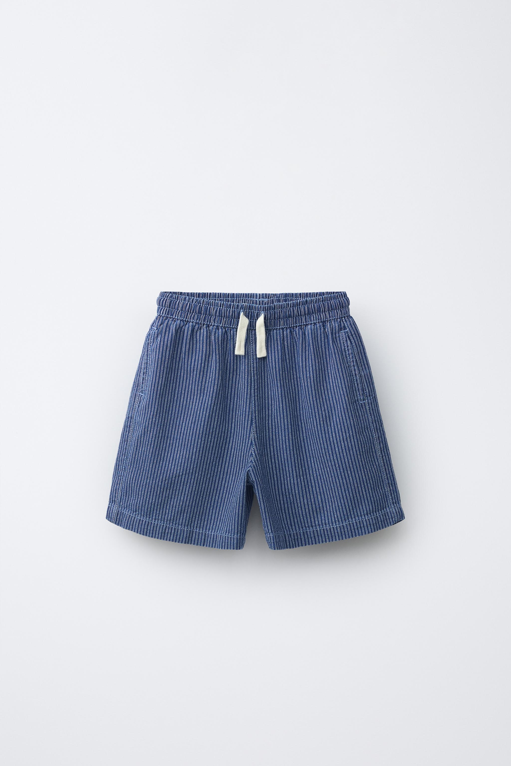 STRIPED FLOWY SOFT DENIM SHORTS